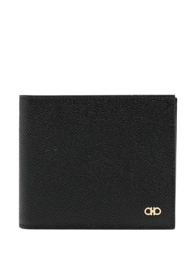 Ferragamo Gancini Hammered Leather Wallet In Pink