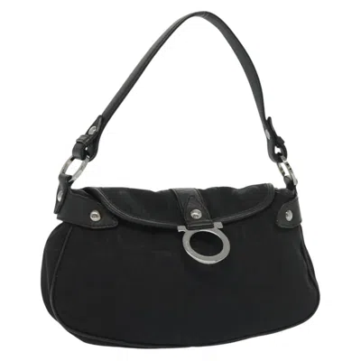 Pre-owned Ferragamo Gancini Handbag Canvas Canvas Handbag () In Black