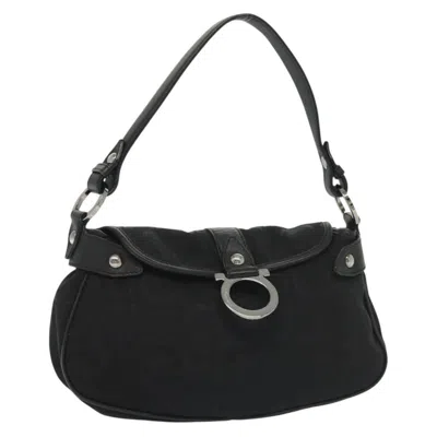 Pre-owned Ferragamo Gancini Handbag Canvas Canvas Handbag () In Black
