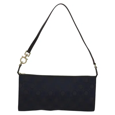 Pre-owned Ferragamo Gancini Handbag Canvas Canvas Handbag () In Blue