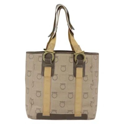 Pre-owned Ferragamo Gancini Handbag Canvas Canvas Handbag () In Sand
