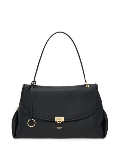 Ferragamo Gancini Handbag (l) In Black