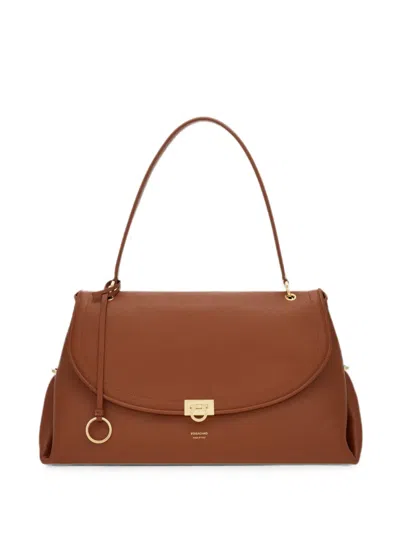 Ferragamo Gancini Handbag (l) In Brown