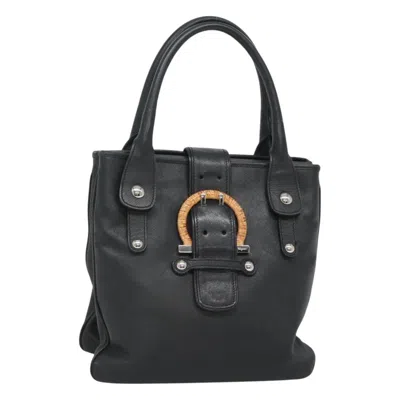 Pre-owned Ferragamo Gancini Handbag Leather Leather Handbag () In Black