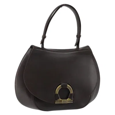 Pre-owned Ferragamo Gancini Handbag Leather Leather Handbag () In Black