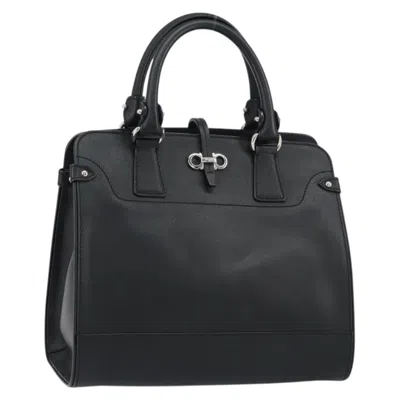 Pre-owned Ferragamo Gancini Handbag Leather Leather Handbag () In Black