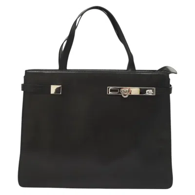 Pre-owned Ferragamo Gancini Handbag Leather Leather Handbag () In Black
