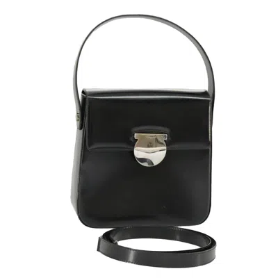Pre-owned Ferragamo Gancini Handbag Leather Leather Handbag () In Black