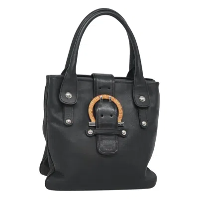 Pre-owned Ferragamo Gancini Handbag Leather Leather Handbag () In Black