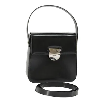 Pre-owned Ferragamo Gancini Handbag Leather Leather Handbag () In Black