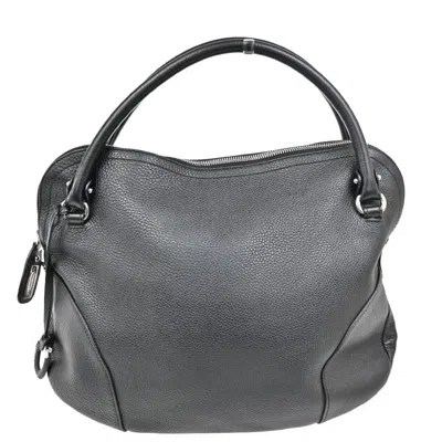 Pre-owned Ferragamo Gancini Handbag Leather Leather Handbag () In Black