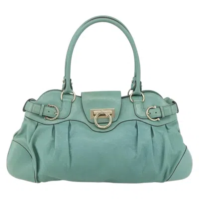 Pre-owned Ferragamo Gancini Handbag Leather Leather Handbag () In Green