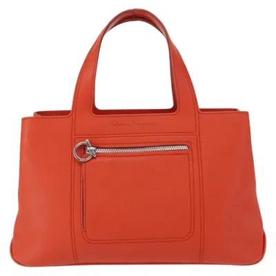 Pre-owned Ferragamo Gancini Handbag Leather Leather Handbag () In Orange