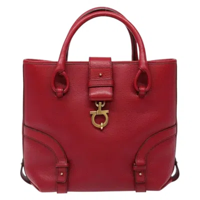 Pre-owned Ferragamo Gancini Handbag Leather Leather Handbag () In Red