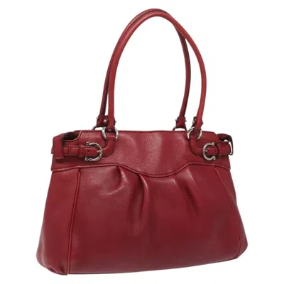 Pre-owned Ferragamo Gancini Handbag Leather Leather Handbag () In Red