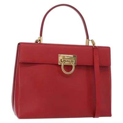 Pre-owned Ferragamo Gancini Handbag Leather Leather Handbag () In Red