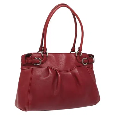 Pre-owned Ferragamo Gancini Handbag Leather Leather Handbag () In Red