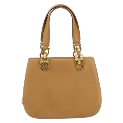 Pre-owned Ferragamo Gancini Handbag Leather Leather Handbag () In Sand