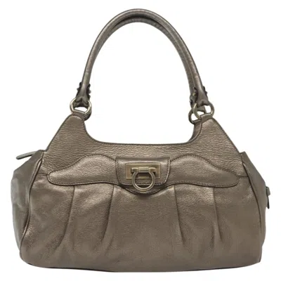Pre-owned Ferragamo Gancini Handbag Leather Leather Handbag () In Silver