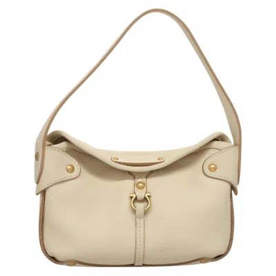 Pre-owned Ferragamo Gancini Handbag Leather Leather Handbag () In White
