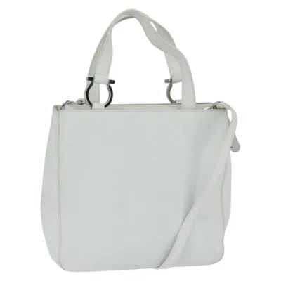 Pre-owned Ferragamo Gancini Handbag Leather Leather Handbag () In White