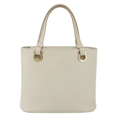 Pre-owned Ferragamo Gancini Handbag Leather Leather Handbag () In White