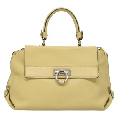 Pre-owned Ferragamo Gancini Handbag Leather Leather Handbag () In Yellow