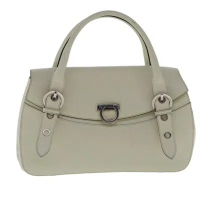 Pre-owned Ferragamo Gancini Handbag Leather Leather Shoulder Bag Bag () In White