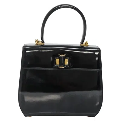 Pre-owned Ferragamo Gancini Handbag Patent Leather Patent_leather Handbag () In Black