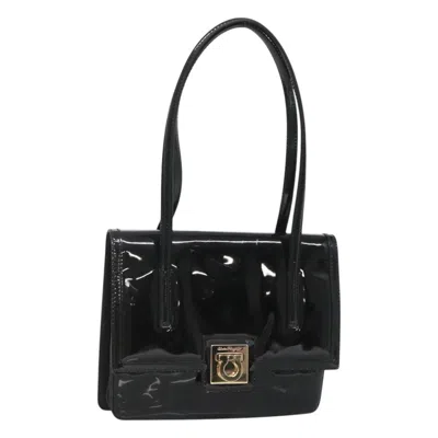 Pre-owned Ferragamo Gancini Handbag Patent Leather Patent_leather Handbag () In Black