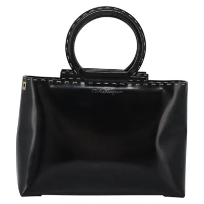 Pre-owned Ferragamo Gancini Handbag Patent Leather Patent_leather Handbag () In Black
