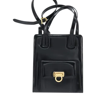 Pre-owned Ferragamo Gancini Handbag Patent Leather Patent_leather Handbag () In Black