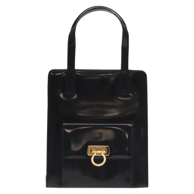 Pre-owned Ferragamo Gancini Handbag Patent Leather Patent_leather Handbag () In Black