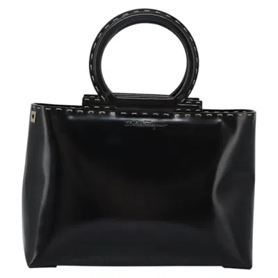 Pre-owned Ferragamo Gancini Handbag Patent Leather Patent_leather Handbag () In Black
