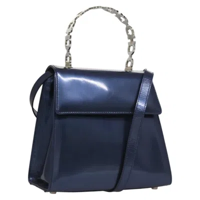 Pre-owned Ferragamo Gancini Handbag Patent Leather Patent_leather Handbag () In Blue
