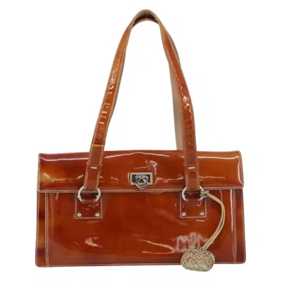 Pre-owned Ferragamo Gancini Handbag Patent Leather Patent_leather Handbag () In Brown