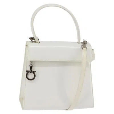 Pre-owned Ferragamo Gancini Handbag Patent Leather Patent_leather Handbag () In White