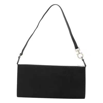 Pre-owned Ferragamo Gancini Handbag Suede Suede Handbag () In Black