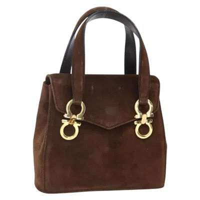 Pre-owned Ferragamo Gancini Handbag Suede Suede Handbag () In Brown