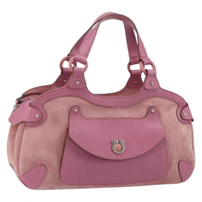 Pre-owned Ferragamo Gancini Handbag Suede Suede Handbag () In Pink