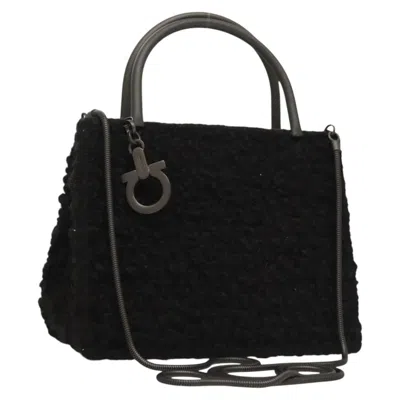 Pre-owned Ferragamo Gancini Handbag Wool Wool Handbag () In Black