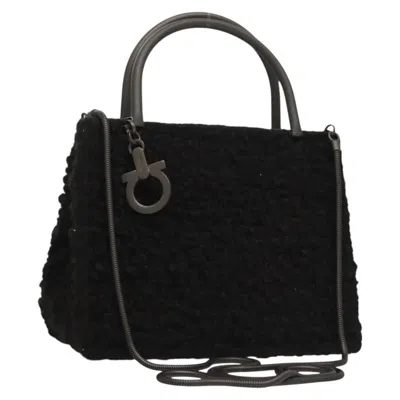 Pre-owned Ferragamo Gancini Handbag Wool Wool Handbag () In Black
