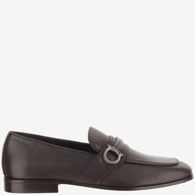 Ferragamo Gancini Hardware Calf Leather Loafer In Brown