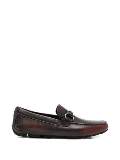 Ferragamo Front4 Driver Loafers In Gradient Leather In Brown