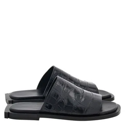 Ferragamo Gancini Heel Leather Mules In Black