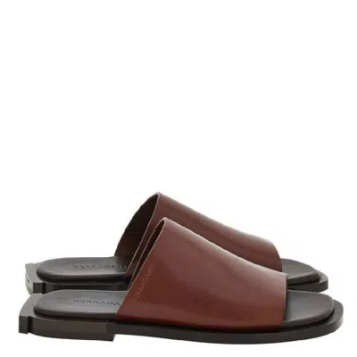 Ferragamo Gancini Heel Leather Mules In Brown