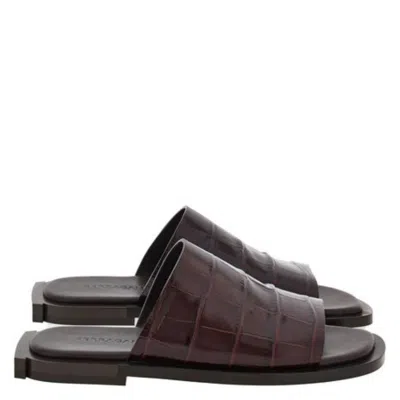 Ferragamo Gancini Heel Leather Mules In Brown