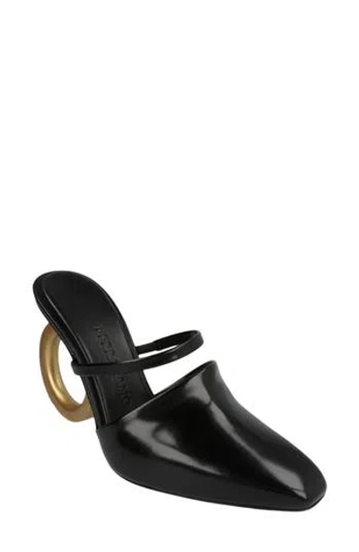 Ferragamo Gancini Heel Mule Pump In Black