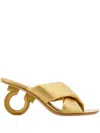 Ferragamo Padded Sandal With Gancini Heel In Gold