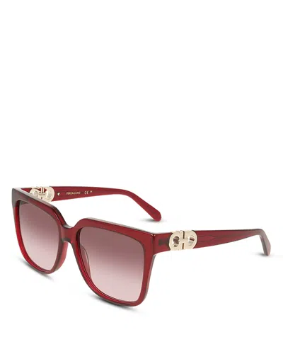 Ferragamo Gancini Hinge Square Sunglasses, 58mm In Red